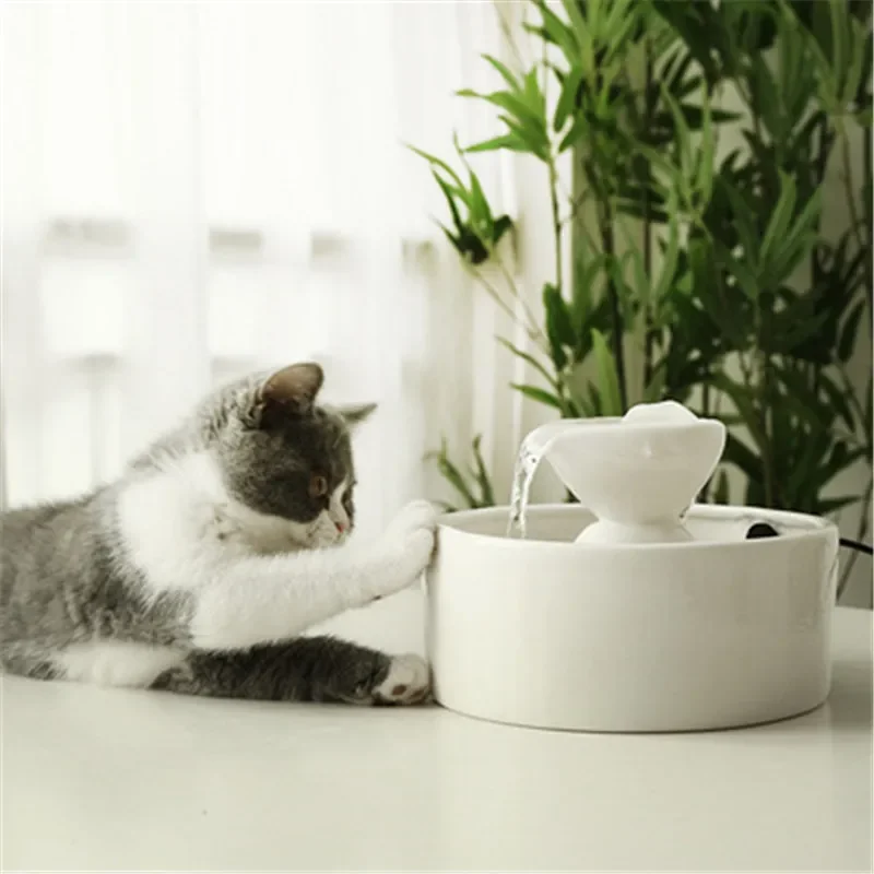 Usb Electric Pet Bowl Ceramic Drinker For Cat Dogs Drinking Bowl Automatic Cat Water Fountain Cats Water Dispenser Indoor