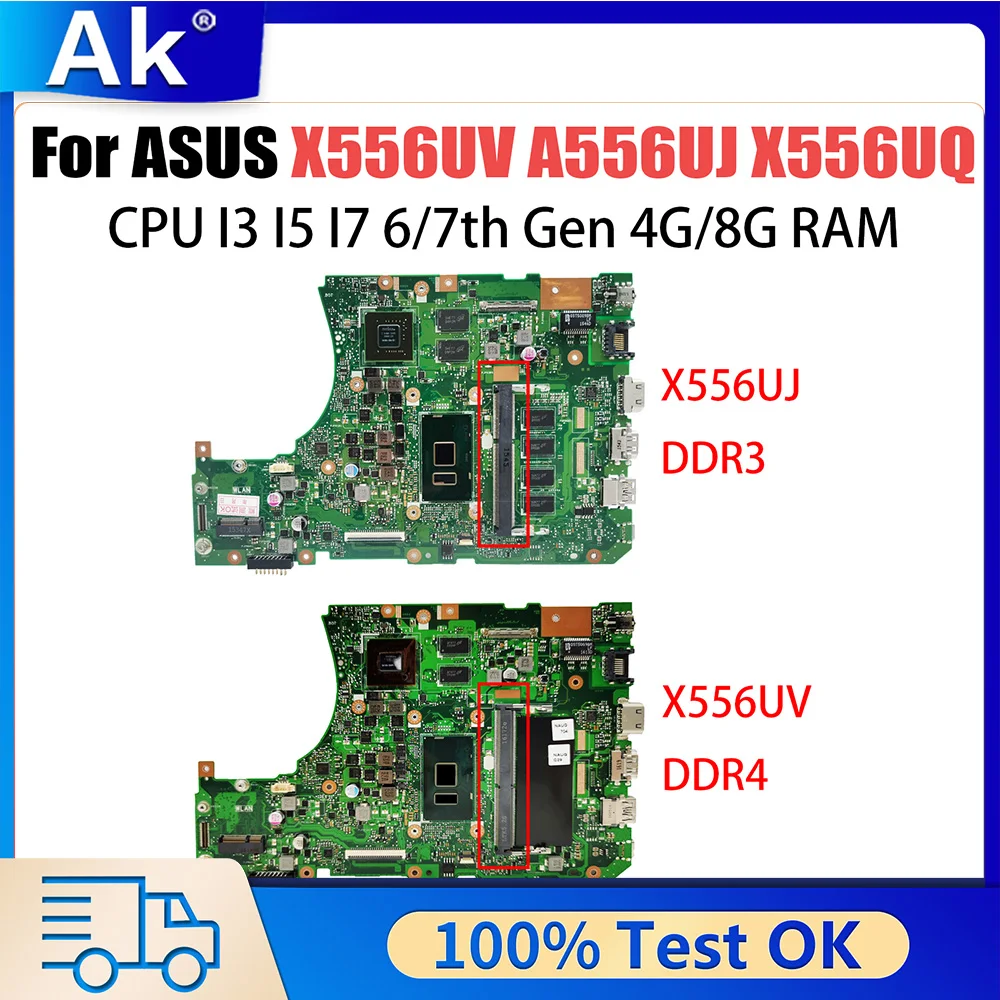 

Mainboard For ASUS X556UV A556U X556UQ X556URK X556UJ X556UQK X556UF X556UR Laptop Motherboard I5 I7 CPU DDR4 V2G 930MX 940MX