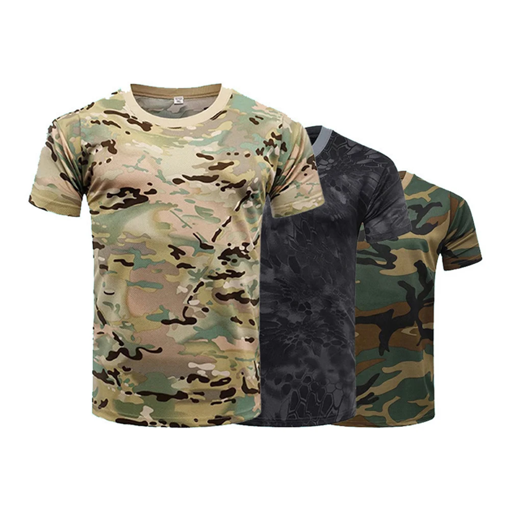 Männer Casual Taktische T Shirts Kurzarm Camouflage T-Shirt Quick Dry Outdoor Gym Top Tees Fracht T Hemd Männliche Kleidung