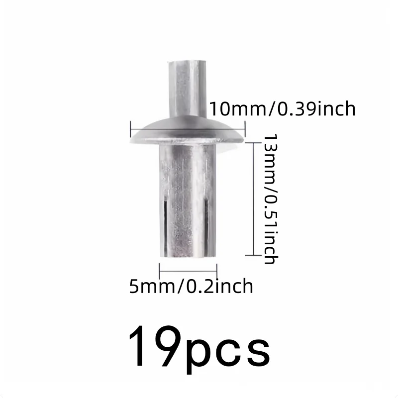 Strike Core Expansion Rivets 19 pcs 5*13mm, Expansion Lock Design, Hammer Strike Installation, for Furniture Assembly