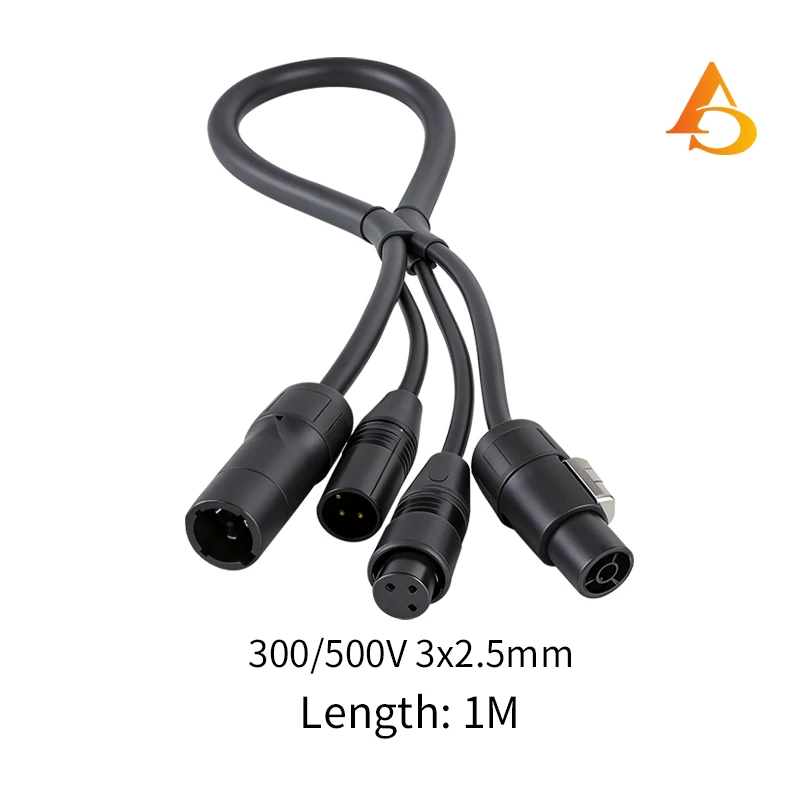 PowerCON and DMX combo cable 3 x 2.5mm² 1m/2m/3m/5m  designed for outdoor performances moving head lights PAR lights and various