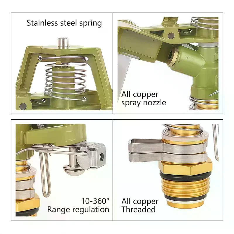 1/2 3/4 Inch Metal Pulsating Sprinkler 360 Degree Rocker Arm Rotating Lawn Watering Sprinklers For Garden Irrigation System 1PC