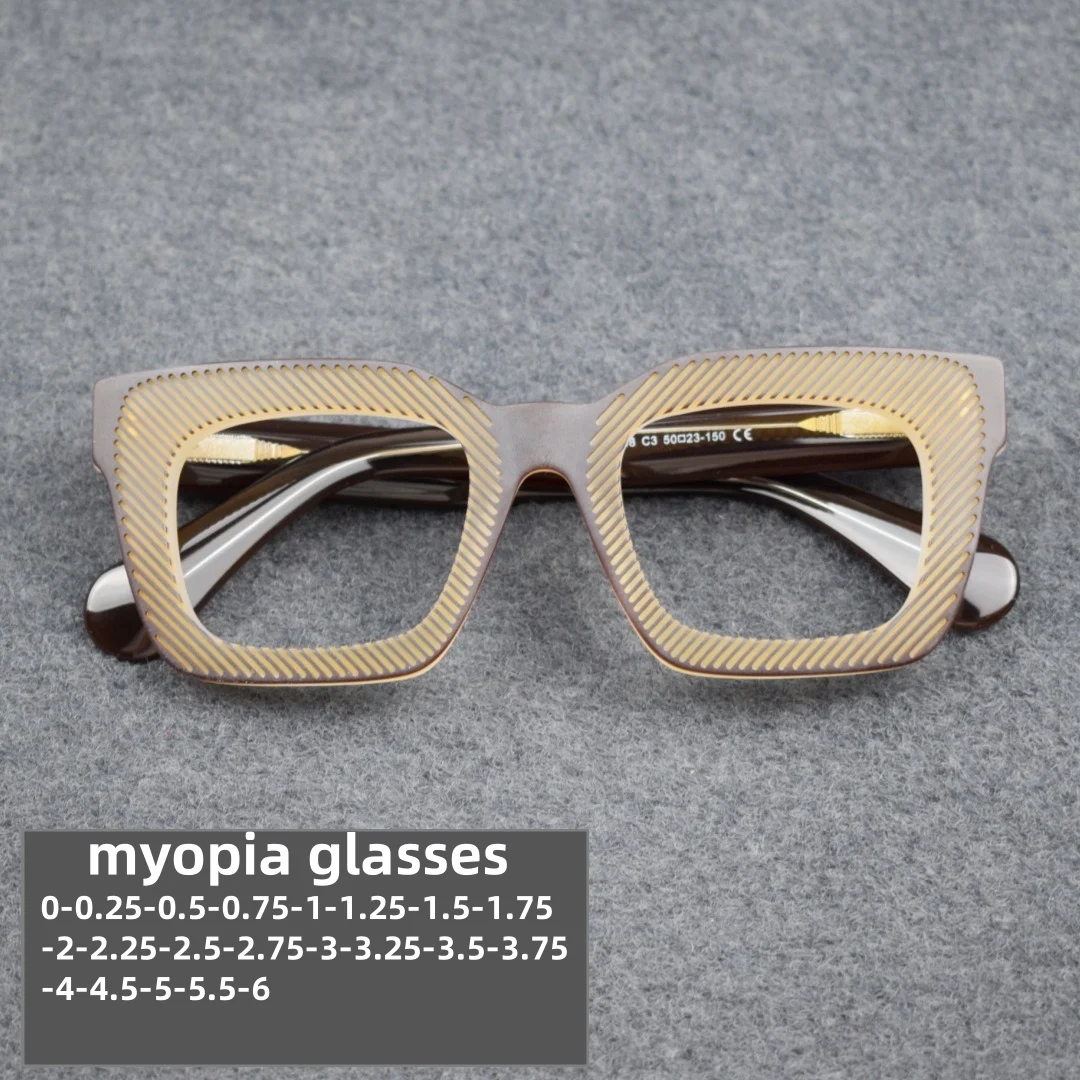 

Vintage Custome Acetate Square Glasses Frame Men Women Optical Myopia Prescription Eyeglasses Korean Retro Full Rim Eyewear