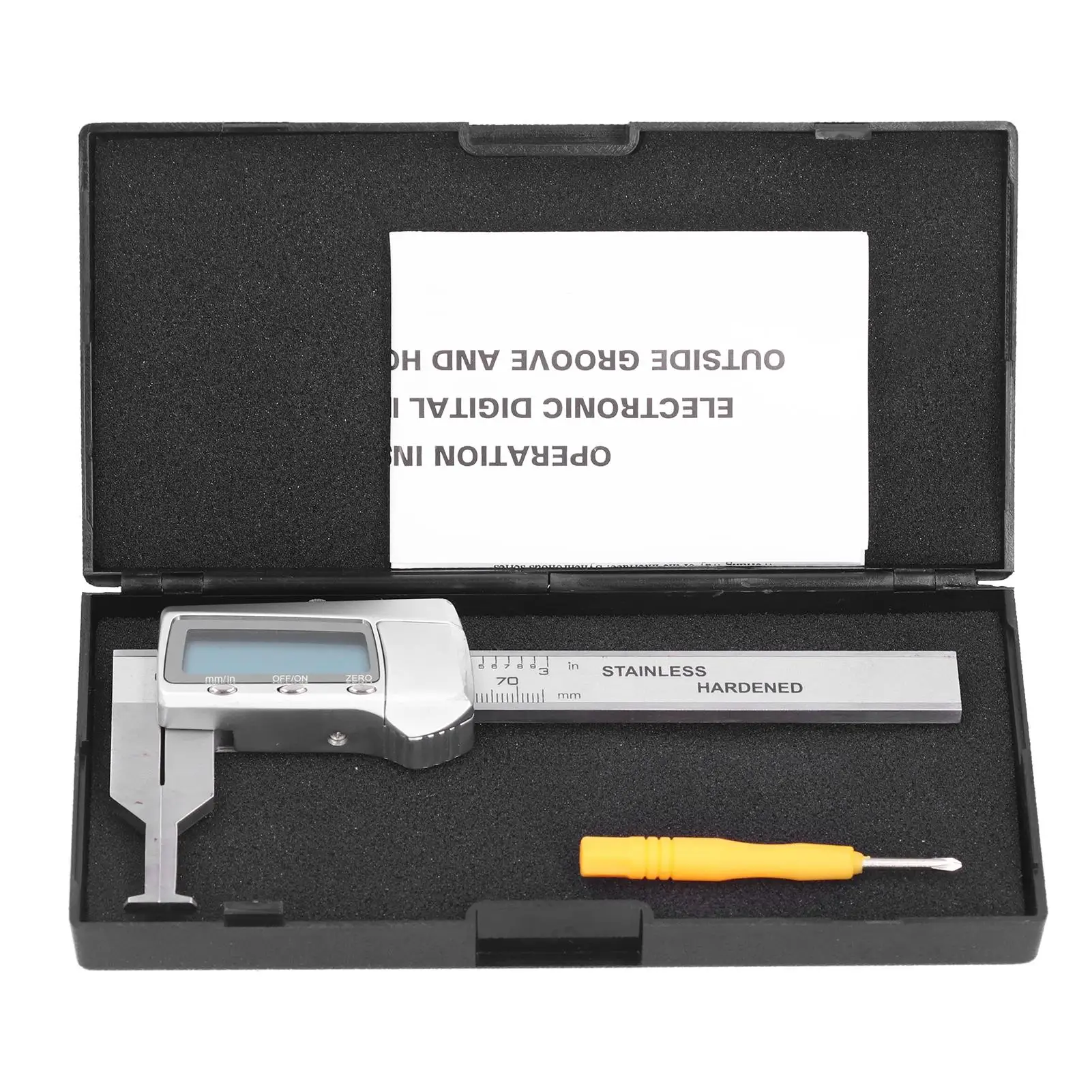 Digital Vernier Caliper 0-70mm Stainless Steel Mini Measuring Tool for Inside Grooves - Electronic Micrometer