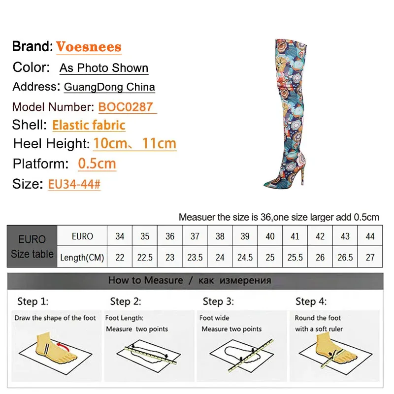 Autumn Women Shoes Over-the-Knee Elastic Sock Boots Side Zip Pointed Toe Ladies High Heels Night Club Novelty Print Thigh Boots