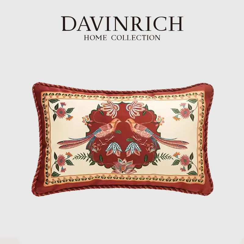 

DAVINRICH Роскошные винтажные садовые наволочки Мандала с цветочным принтом, бархатные декоративные экзотические наволочки в стиле шинуазри для домашнего дивана