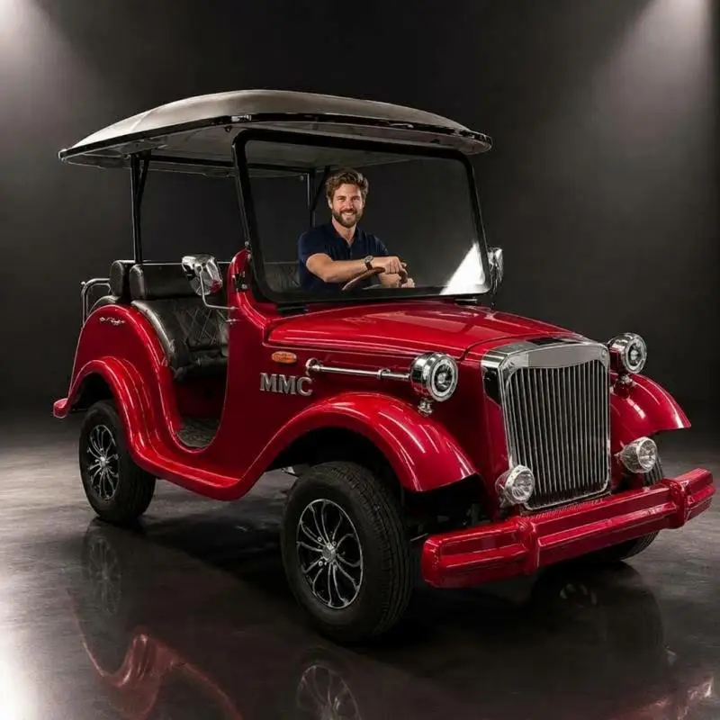 Vintage Style Electric Golf Cart 4 Seater Classic Electric Sightseeing Car for Resort Hotel