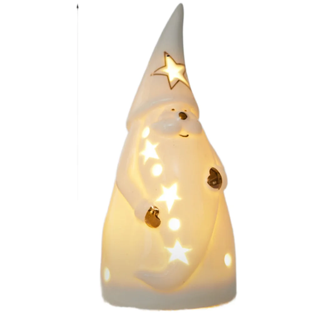 LED Christmas Village House Set With Snow Tree Santa Figurine Resin Light Up Holiday Decor, Resin Figurine Ornaments