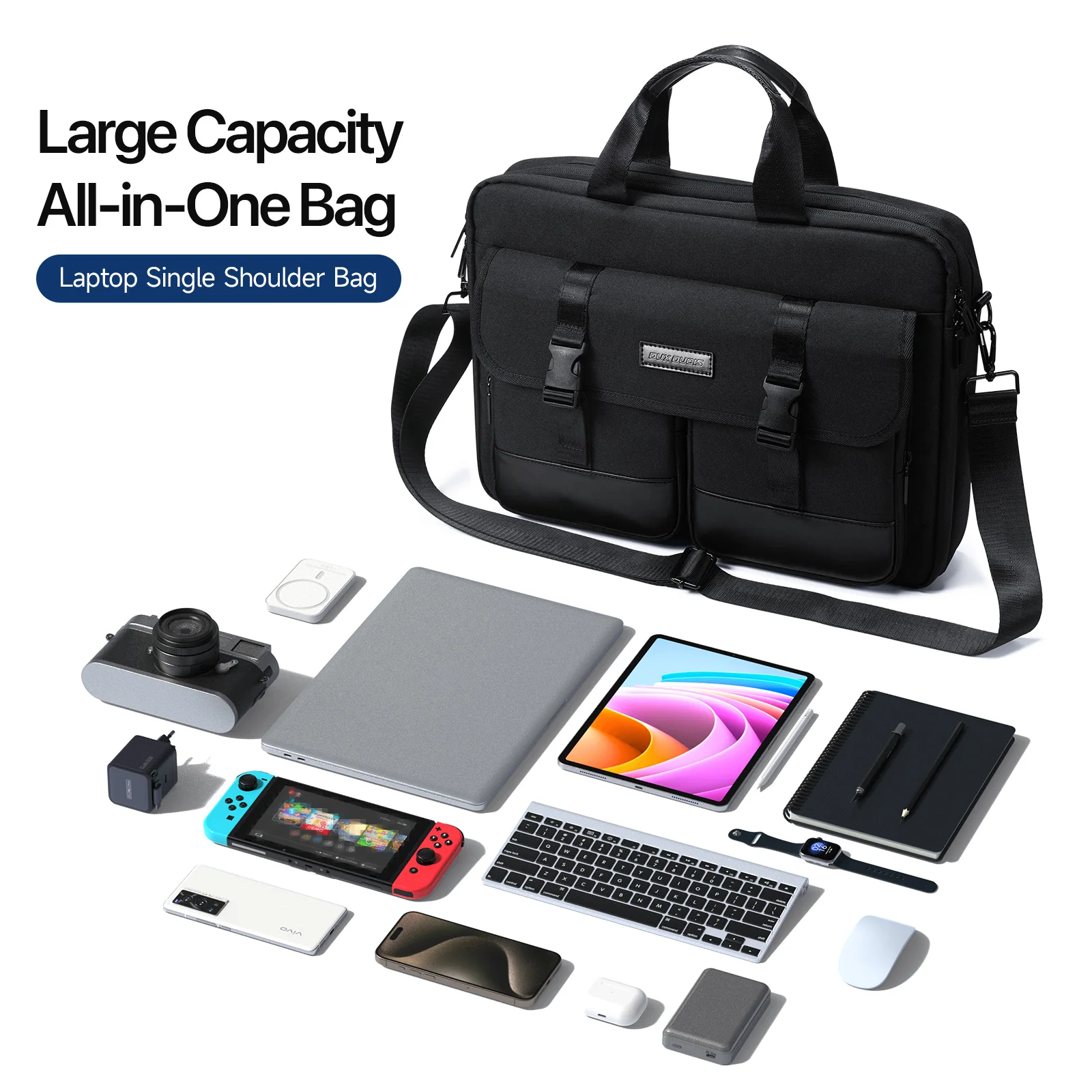 DUXDUCIS 15.6 Inch Laptop Bag for Men Women, Large Capacity Business Briefcase Computer Bag with Handheld & Shoulder Strap