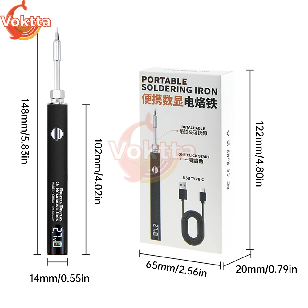 650mAh 510 Thread Battery Pen Electric Soldering Iron Adjustable Voltage Smart Power Tool Heating Solder Iron Welding Kit