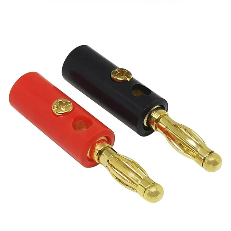 40/200Pcs 4mm Speaker Banana Connector Horn Gold Plated Plug Compatible with Up To 3mm Diameter of Speaker Cable