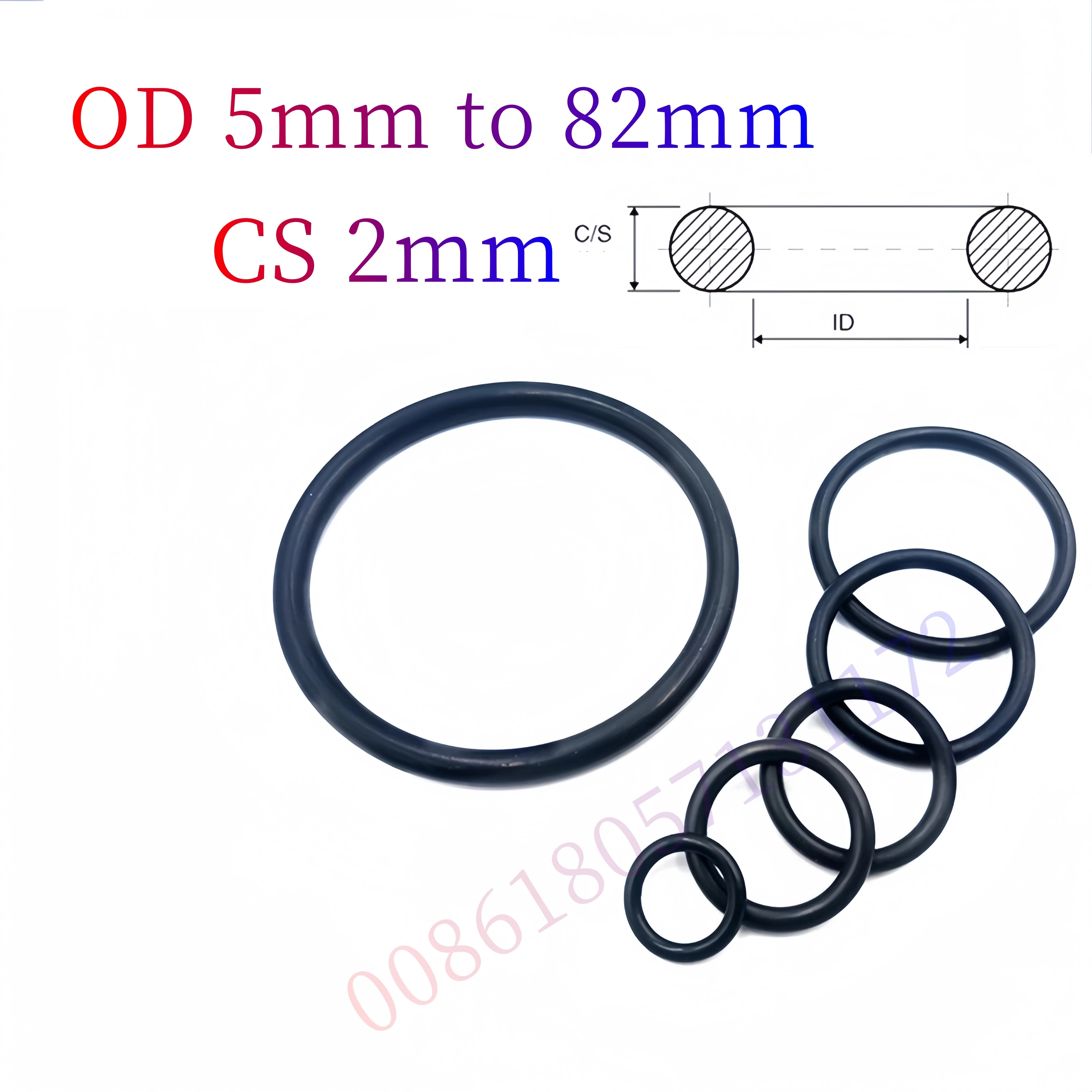 Custom EPDM 70 O-Rings, 2mm Cross-Section, Gasket Cushion, Weather, Ozone, UV, Chemical, Acid & Alkali Resistant, Black