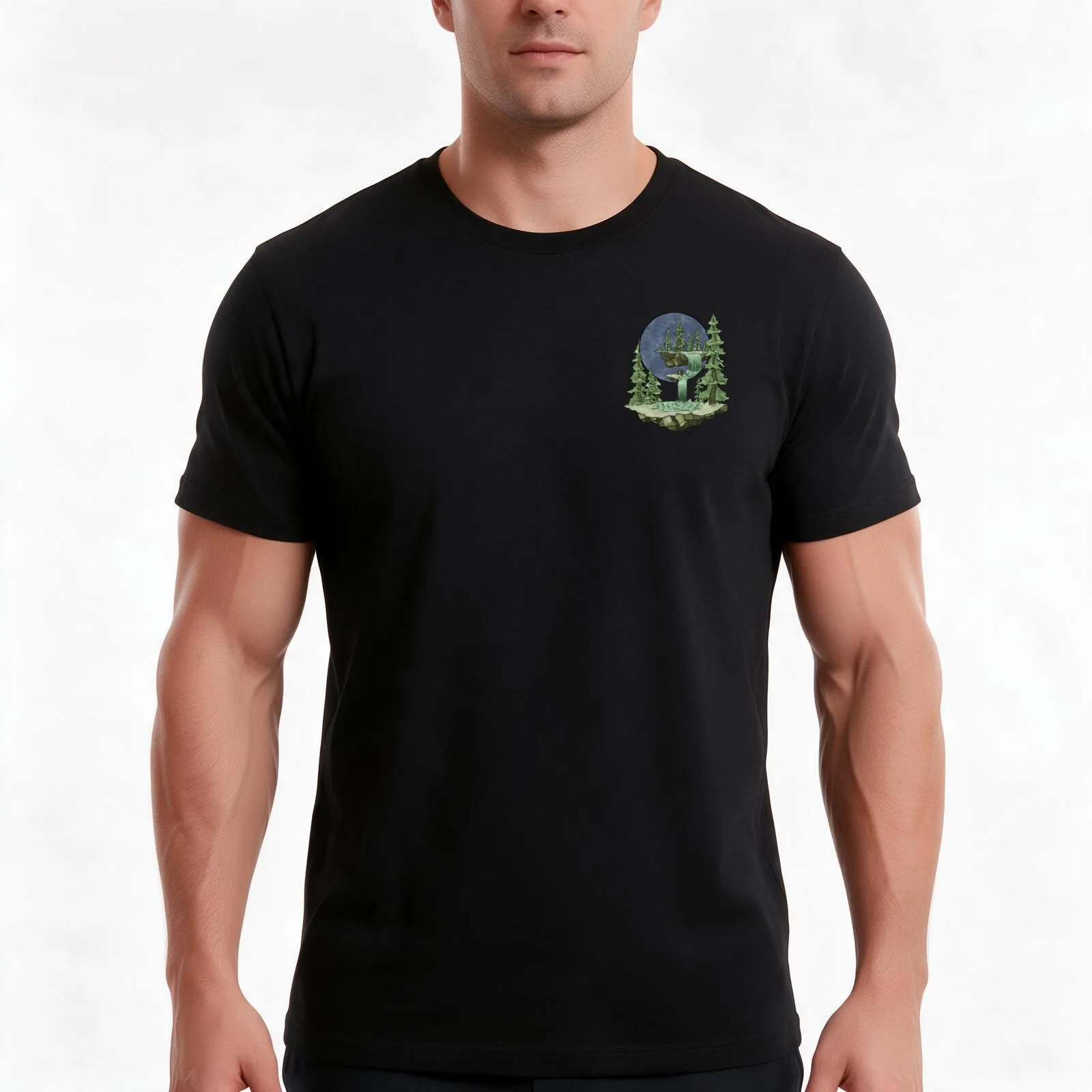 Floating Waterfall Island T-Shirt Summer Casual Cotton Tee Oversized Streetwear Tops Vintage Graphic Print Unisex Men Women