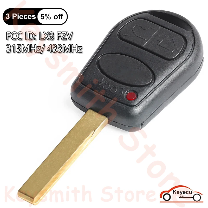 KEYECU 3 Buttons Remote Control Key Fob 315MHz/433MHz With ID44 Chip Inside for Land Rover L322 VOGUE HSE FCC: LX8FZV