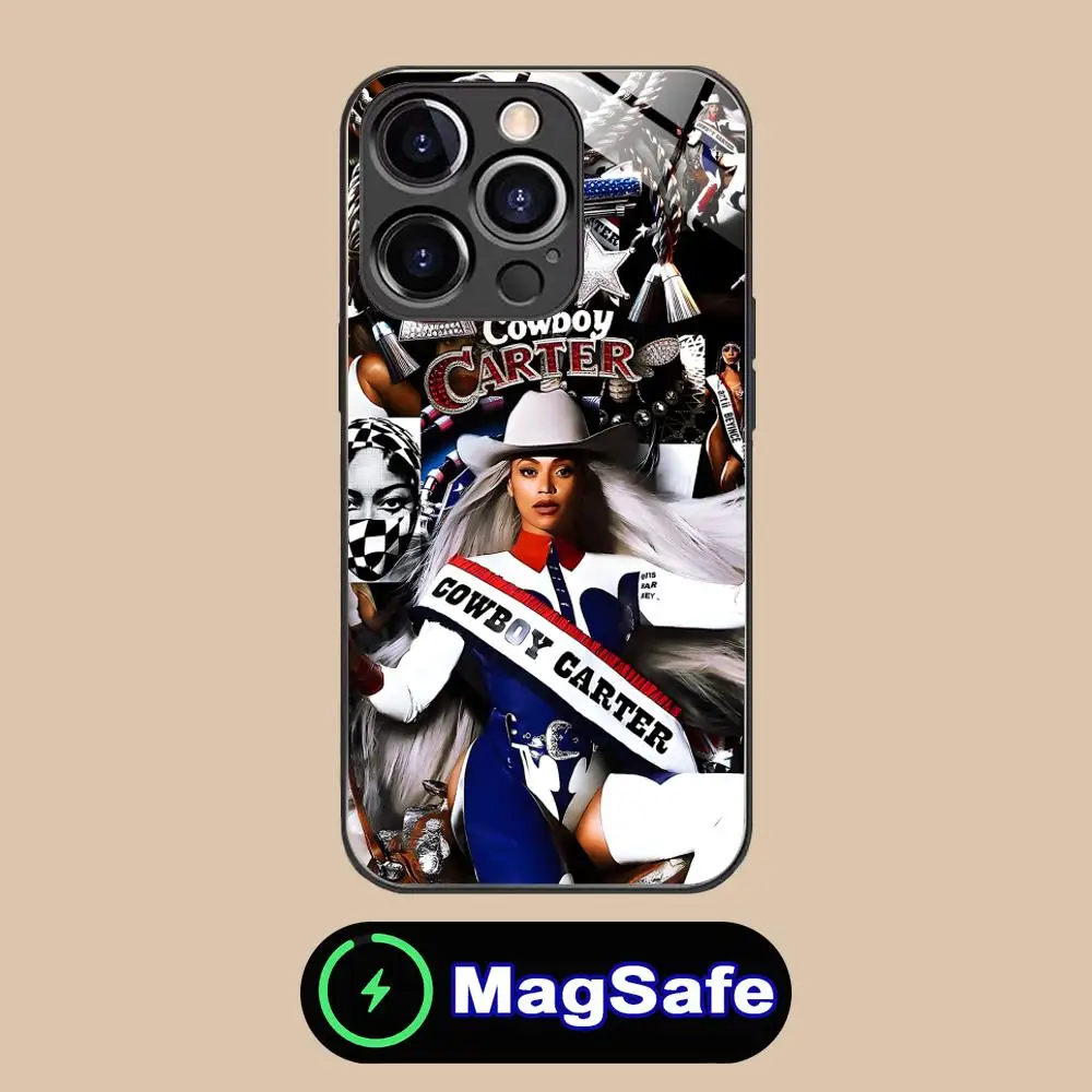 Mode b-beyonce étui de téléphone portable pour iPhone 17 16 15 14 13 12 11 Pro Max Plus Mini MagSafe verre couleur couverture de luxe joli