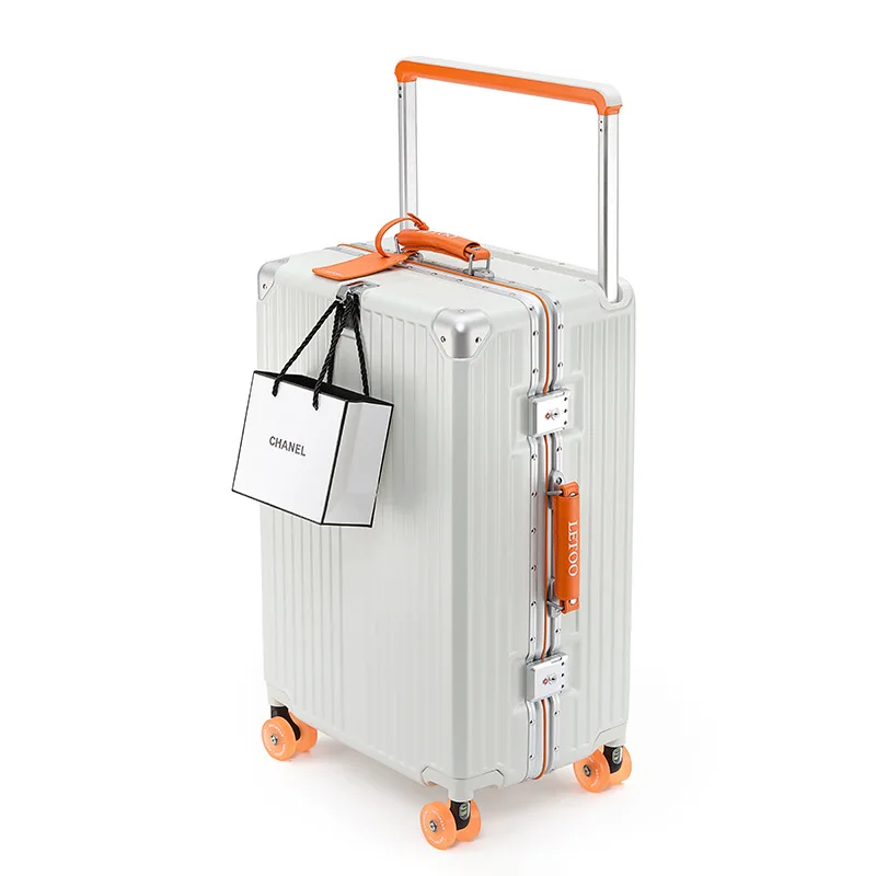 (87) Pinghu aluminum frame wide trolley suitcase 26 inches travel boarding password box