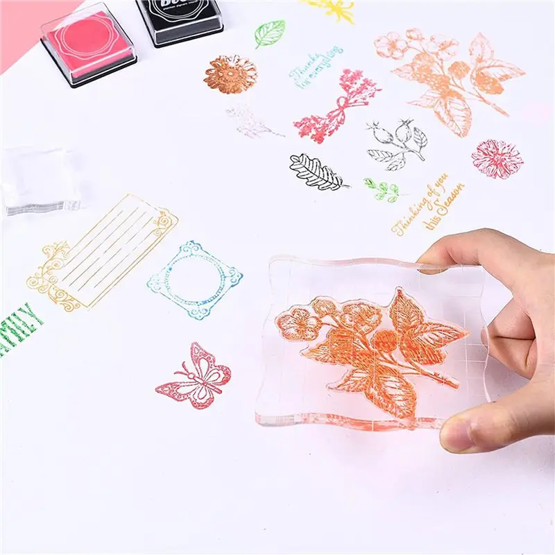28 Pieces Clear Stamp Blocks, Acrylic Stamping Blocks Tools Set With Grid For Scrapbooking Crafts, Cards, Schedule Book-[LUCK 9]