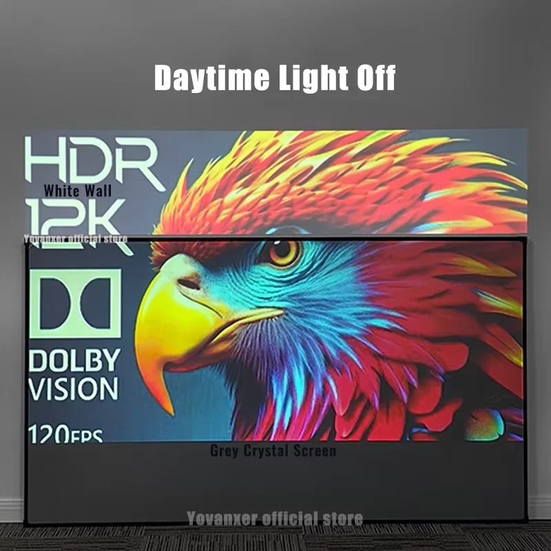 ALR Серый кристаллический экран для проектора 100 120 130 150 дюймов 16:9 Отклонение окружающего света Фиксированная рамка с рамкой 1 см Проекция 4K 8K