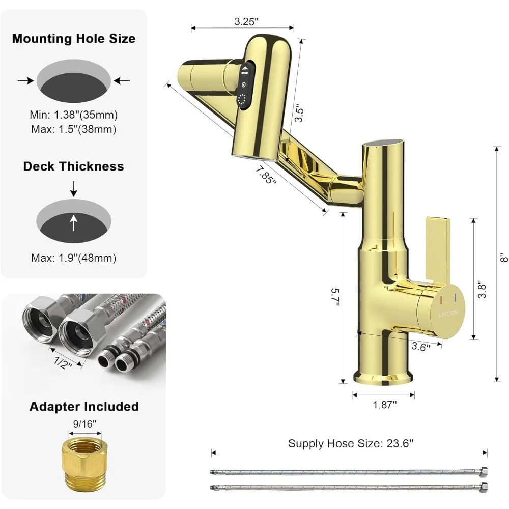صنبور حمام كروم بمقبضين واسع النطاق مع تصميم صديق للبيئة للأحواض الحديثة #2