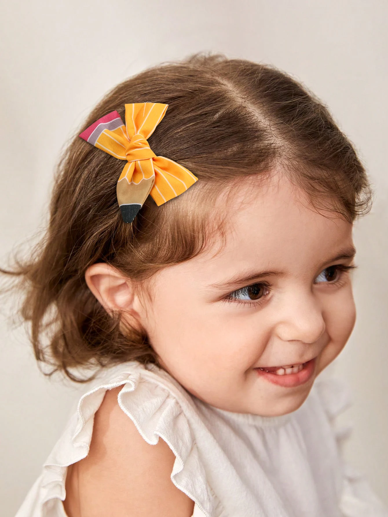 ncmama 2Pcs New Pencil Hair Bow Clips for Baby Girls Back To School Ribbon Bowknote Hairpin Barrettes Headwear Hair Accessories