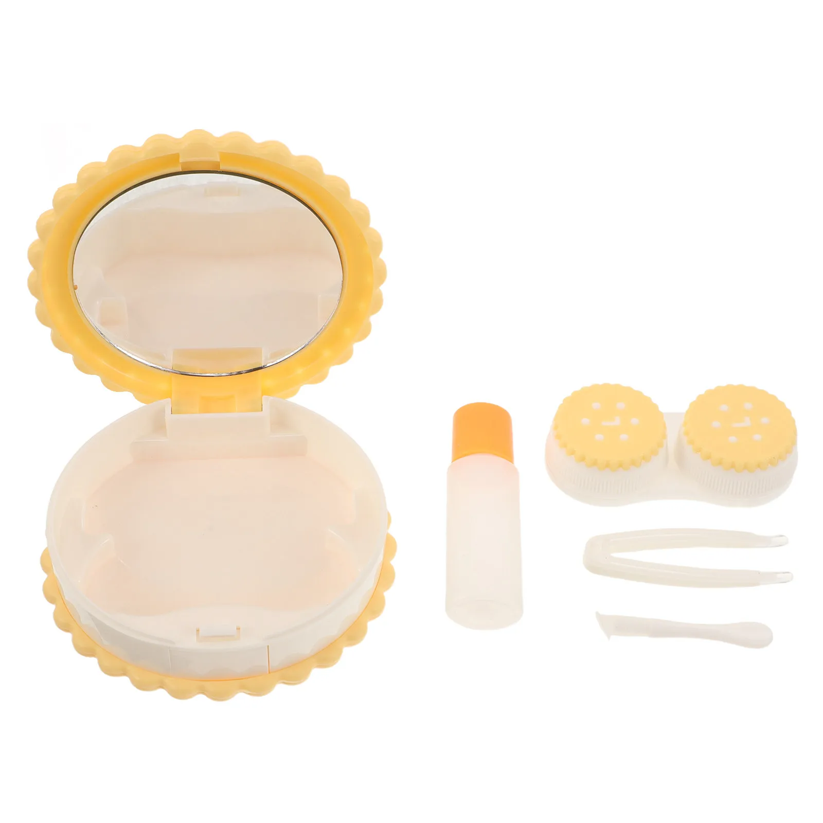 1Set Contact Lens Case Portable Round Cookie-Shaped Leakproof Storage Organizer for Travel Men Women Students Includes