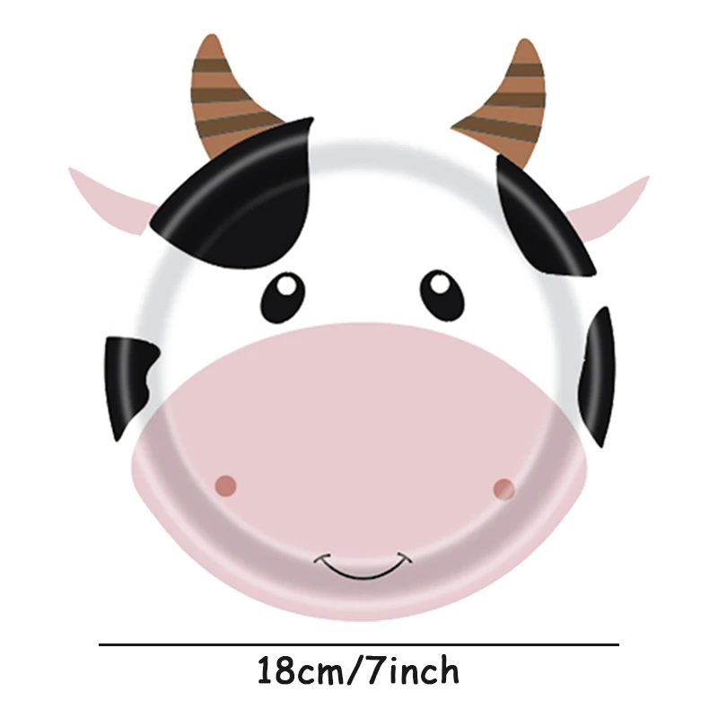 10Pcs 7inch Farm Animal Party Utensils Dining Plate Cow Sheep Pig Chicken Animal Farm Party Supplies image 4