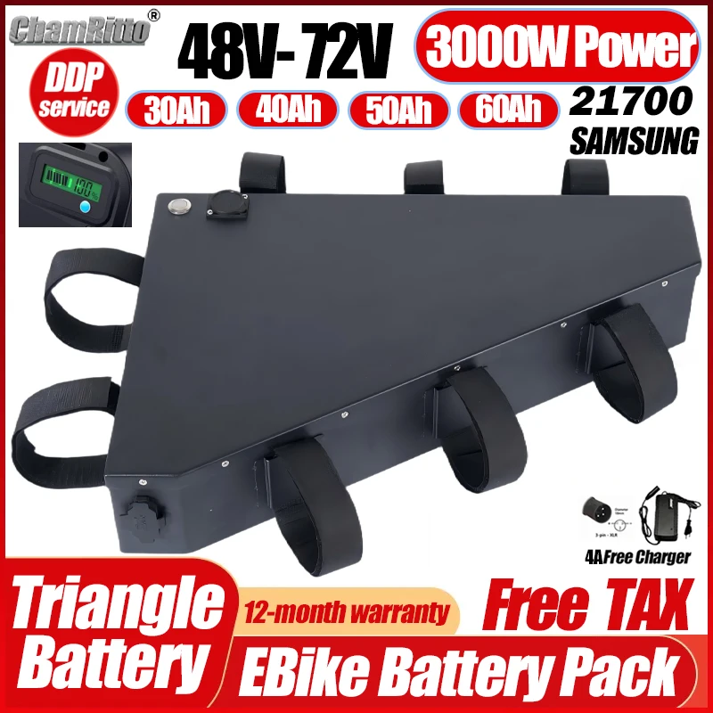 

Электрический велосипед 36 В 48 В 52 В 2000 Вт Аккумуляторы 30 Ач 40 Ач 50 Ач Аккумулятор E Bike 60 В 72 В 60 Ач 21700 Литиевый accu Bafang 3000 Вт Мощность