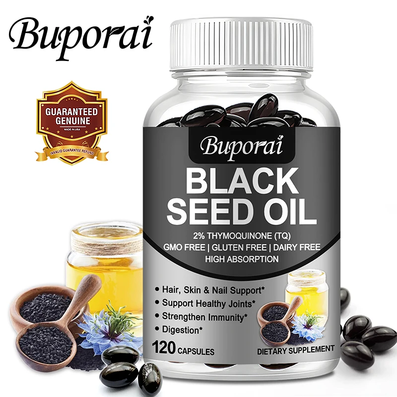 Black Seed Oil - Supports Immune, Joint, Digestive, Hair, Skin Health - Non-GMO, Gluten Free