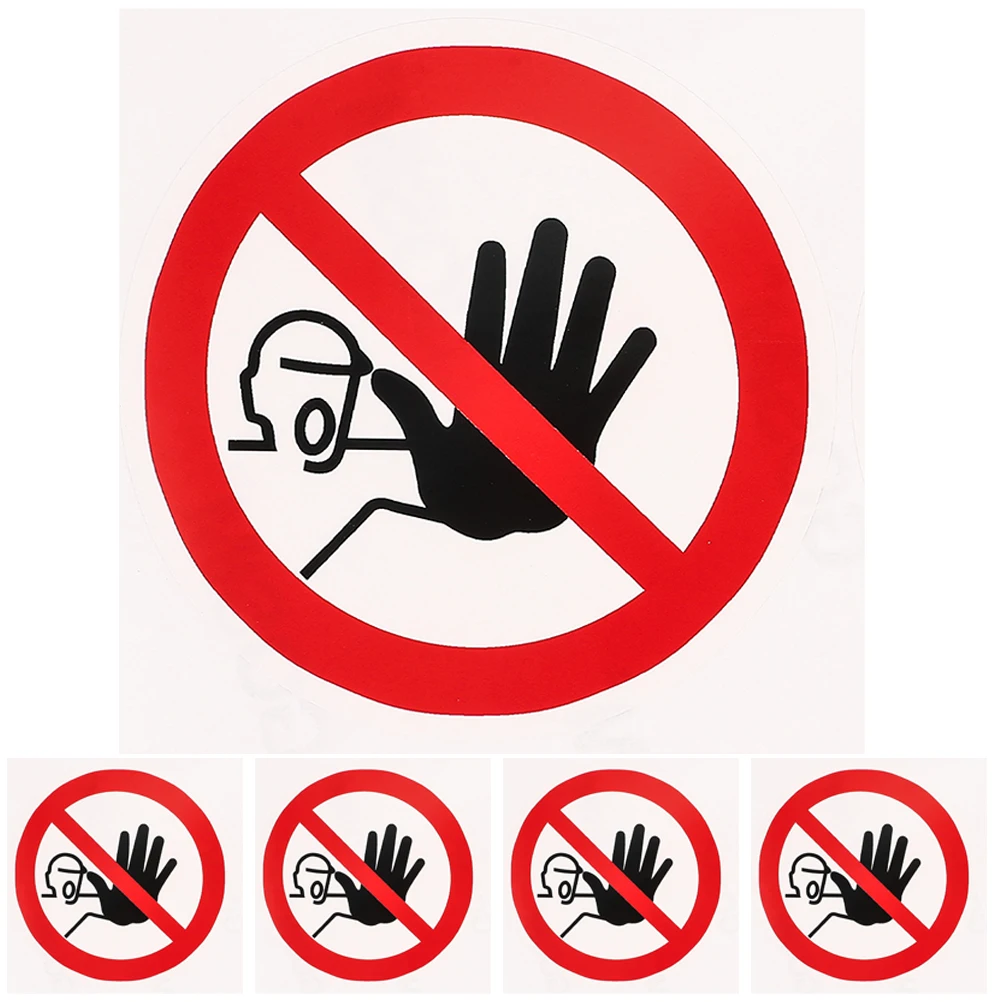 

5pcs Safety Warning Stickers Unauthorized No Entrance Sign Labels Self-Adhesive Vinyl Accident Prevention Factory Equipment