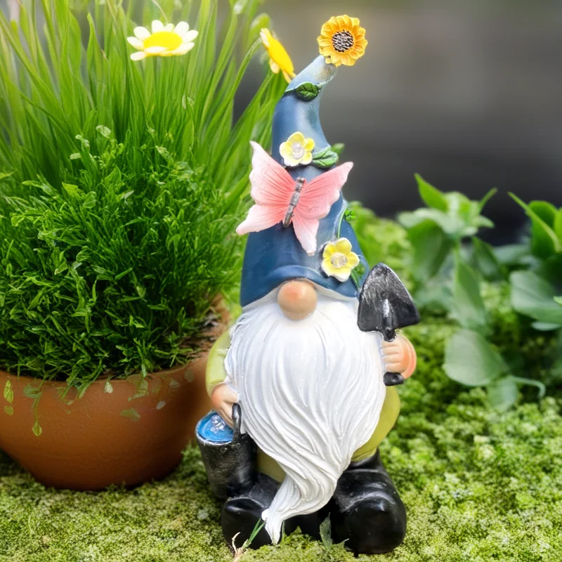 

Solar Garden Gnome Light Resin Ornament Elf Figurine With Glowing Ball Yard Lawn Decor Outdoor Landscape Decoration