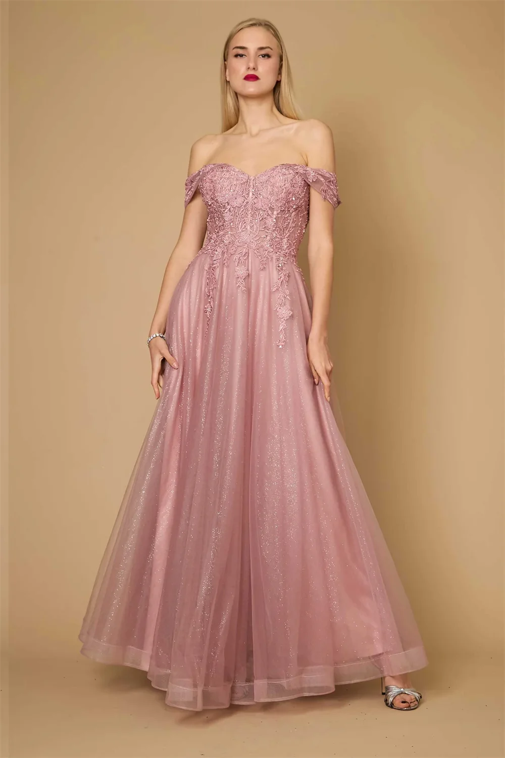 Annie Flash Rede Elegant Wedding Dress Lace Embroidered Tulle Prom Dresses A-line Off-shoulder فساتين سهرة Vestidos De Fiesta