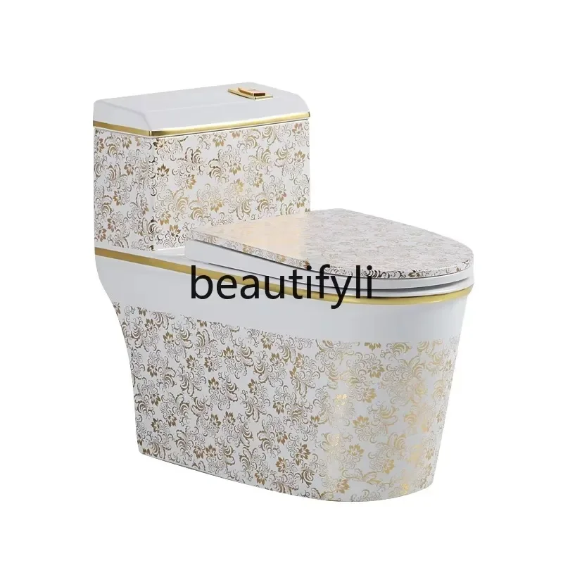 TTT Color toilet enlarged pipe household rotary siphon full flower antifreeze toilet anti-blocking and deodorant