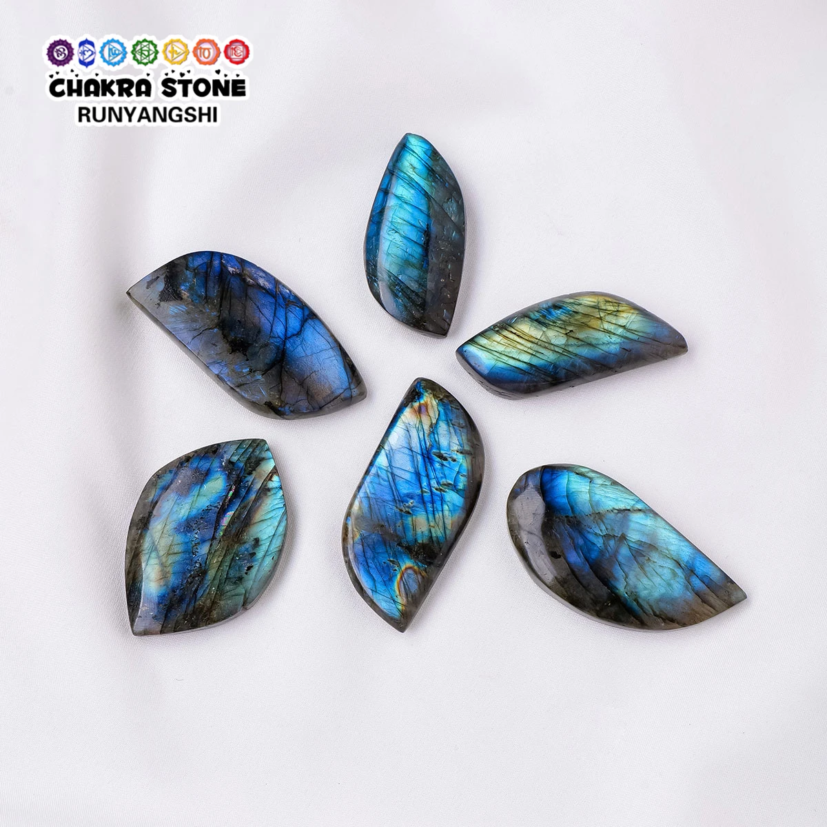 1PC Natural Crystal Labradorite Leaf Oval Shape Hand Polishing DIY Jewelry Making Decorative Ornament Household Supplies