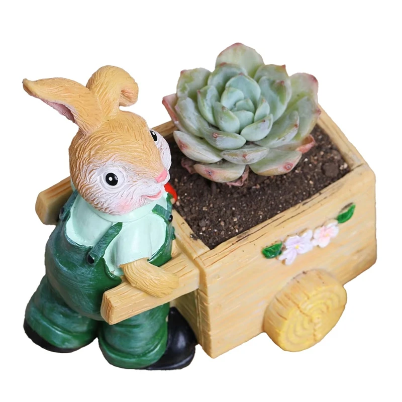 

Easter Bunny Cartoon Planter Flower Pot Multi-Purpose Craft Decoration For Shelf