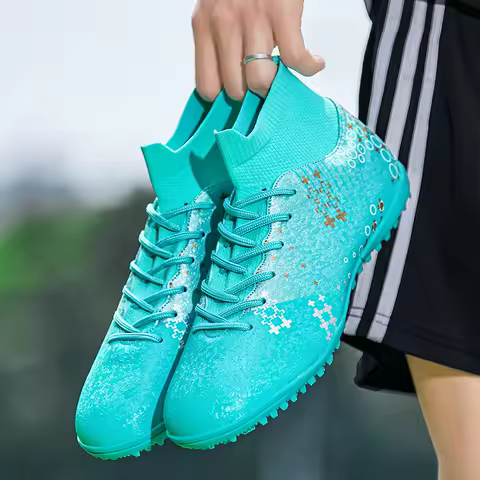 Men Soccer Shoes Women Football Boots Breathable Non-Slip Grass Training Sneakers Cleats Outdoor High Top Sport Footwear