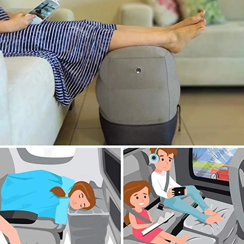 Inflatable Travel Pillow Foot Rest Pillow Kids Airplane Sleep Bed Car Height Adjustable Flight Sleeping Resting Pillow Foot Pad