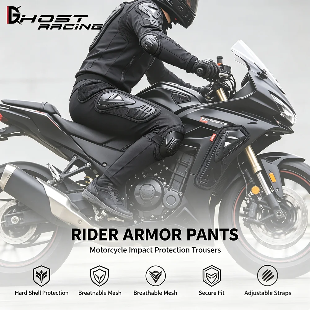 Pantalones Largos De Armadura Para Motocicleta, Pantalones De Motocross, Armadura, Rodilla, Entrepierna, ProteccióN De Cadera, Equipo De Carreras, Pantalones Corporales Para Hombre-image