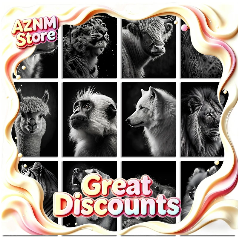 Black and White Wild Animals Poster Leopard Lion Tiger Print Canvas Wall Art Modern Painting HD Pictures for Home Bedroom Dec