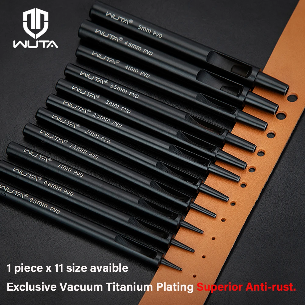 WUTA 1PC skórzane narzędzie do wykrawania okrągły otwór dziurkacz czarny tytan platerowany antykorozyjny narzędzie rzemieślnicze DIY do paska, paska do zegarka