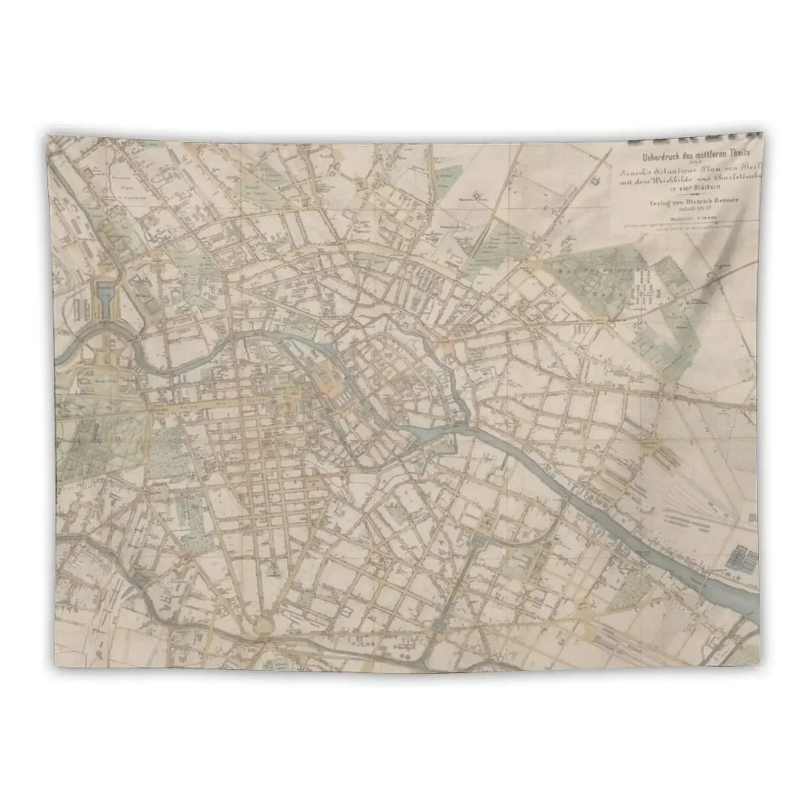 Vintage Map of Berlin Germany (1871) Tapestry Home Decoration Japanese Room Decor Tapestry