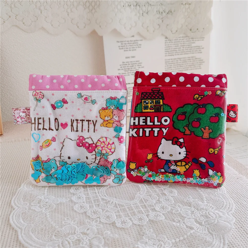 

Kawaii Sanrio Hello Kitty Coin Purse Cartoon Mymelody Kuromi Wallet Bag Travel Portable Women Change Coin Mini Storage Bag Pouch