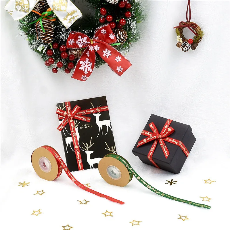 MintHome-Printed Letters Ribbon, Holiday Decoration, Gift Wrapping, Christmas Woven, Hot Stamping, New Fashion, 10 Yards