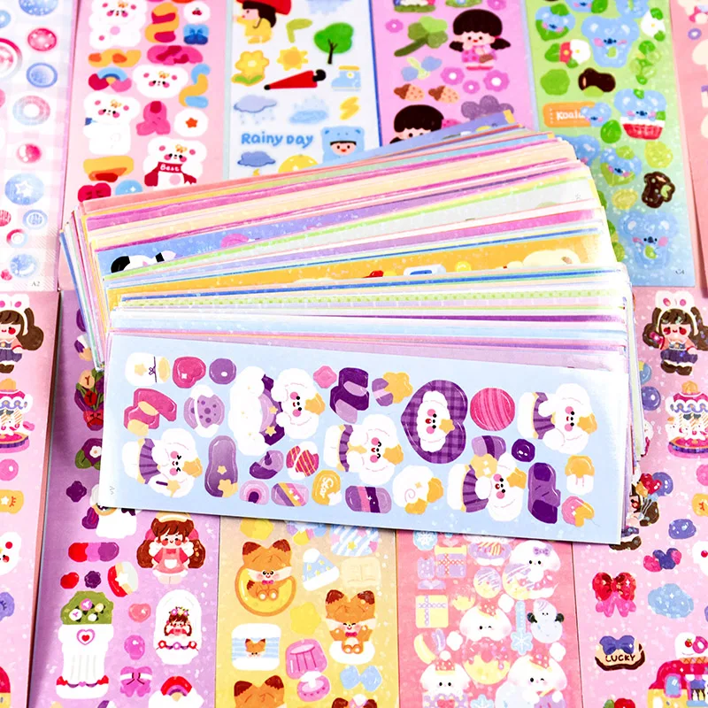 50pcs Cartoon Animal Stickers Scrapbooking Decals Water Bottles Kids Cool Students Cute Journal Stickers Bear Stationery Decor