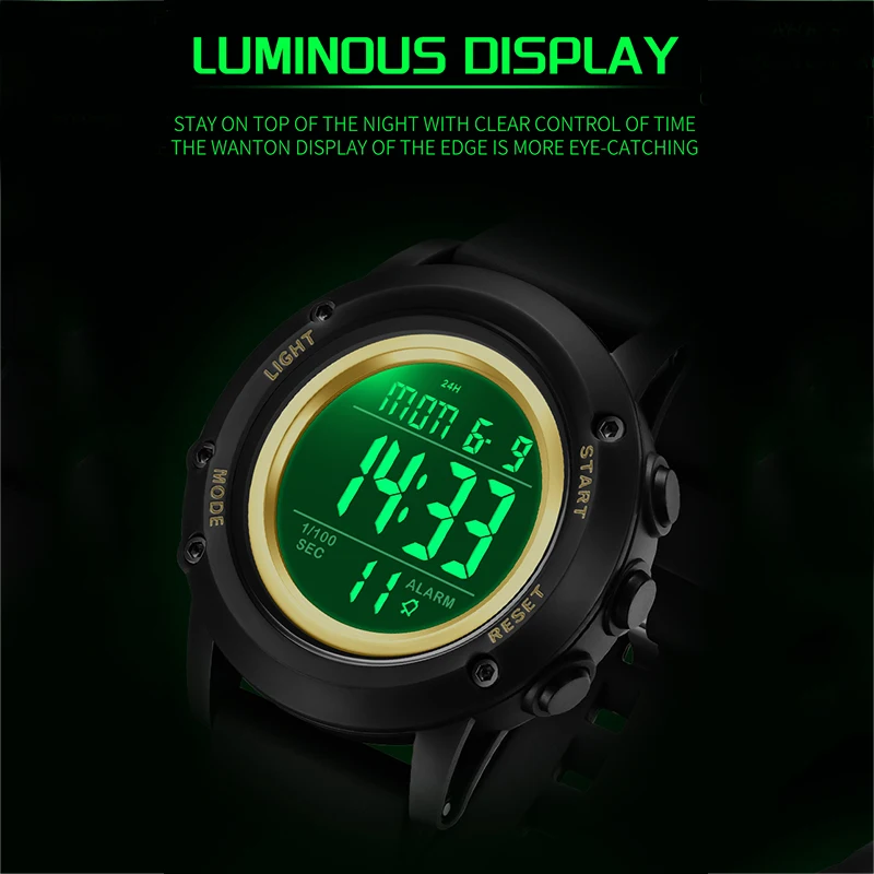 SANDA New Outdoor Sports Men's Watch LED Luminous Digital  50M Waterproof Chronograph Men's Electronic Clock Relogios Masculino