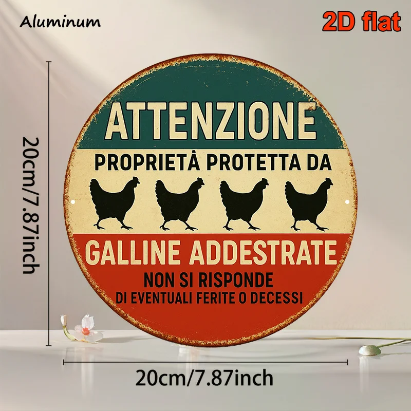 [] 1pc, 20.32 * 20.32 cm Round Italian Aluminum Sign, Retro Decorative Plaque about 