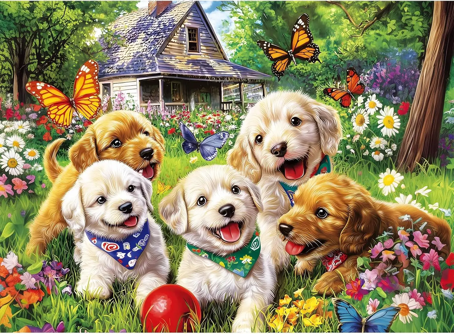 

Garden Cute Puppies Wooden Jigsaw Puzzle 1000 Pieces Friend Gathering Table Game Teen Leisure Toy Balcony Wall Art Party Game