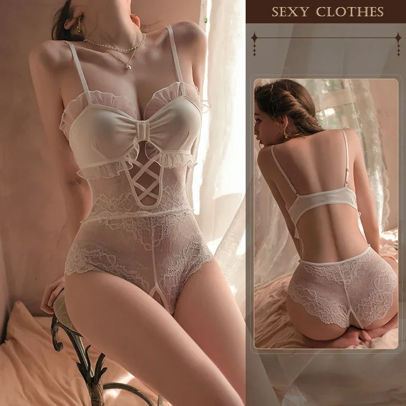 Сексуальное женское белье, цельная пижама, прозрачный комбинезон, сексуальное женское белье, кружевной комбинезон с вырезами, сексуальное нижнее белье для тела, женское боди