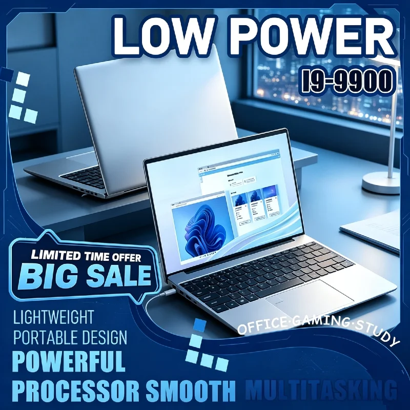Intel Core i9‑9900 2026 Portable Low‑Power Gaming Office Laptop 16GB DDR4 RAM 1TB/2TB SSD High‑Performance Notebook Computer