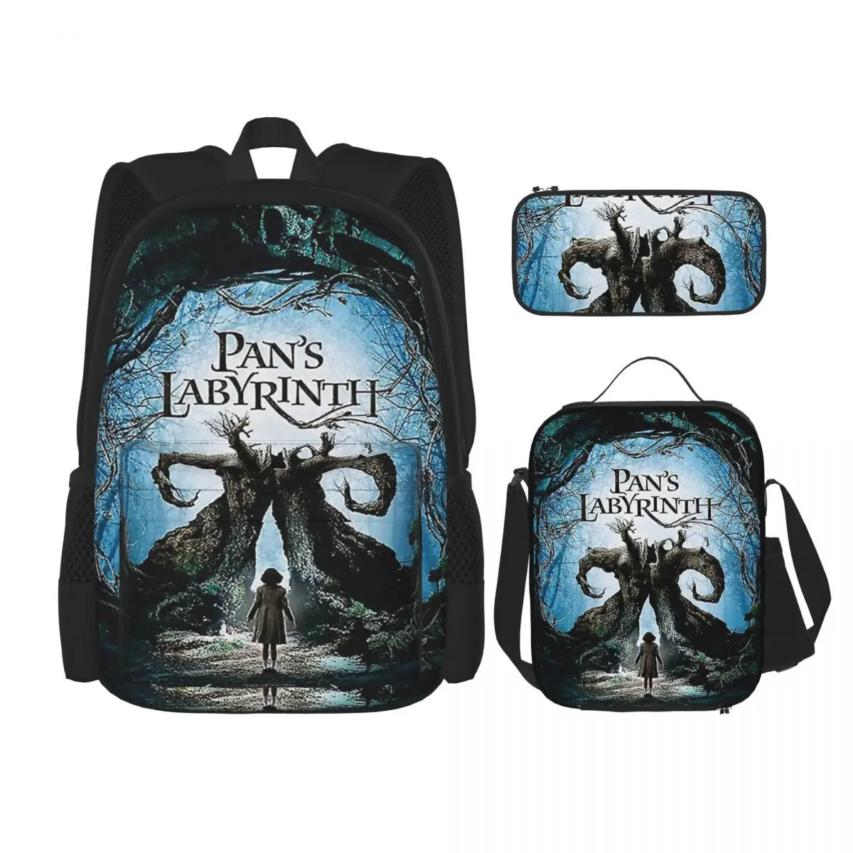 

Pan's Labyrinth Movie Poster Backpacks Bookbag Students School Bags Cartoon Kids Rucksack Lunch Bag Pen Bag Three-Piece Set