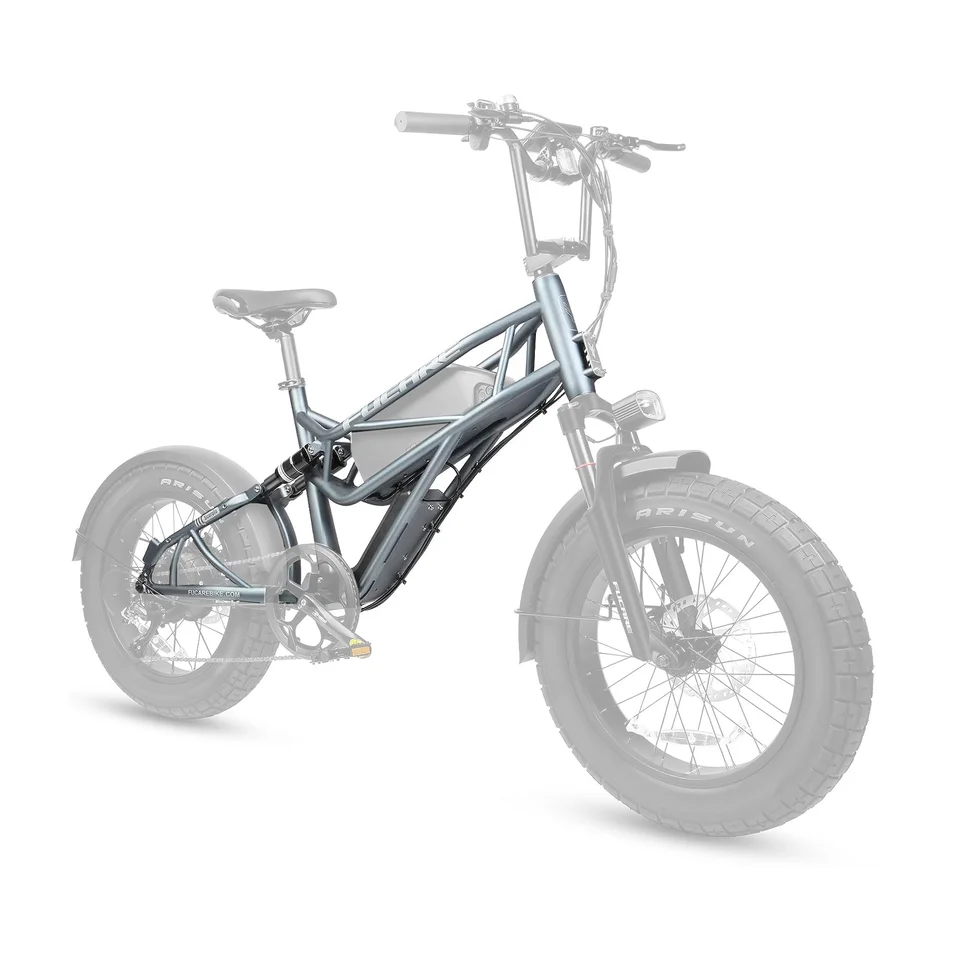 High Quality 20 Inch Aluminum Alloy Full Suspension Electric Bicycle Frame With 190mm Bike Dropout